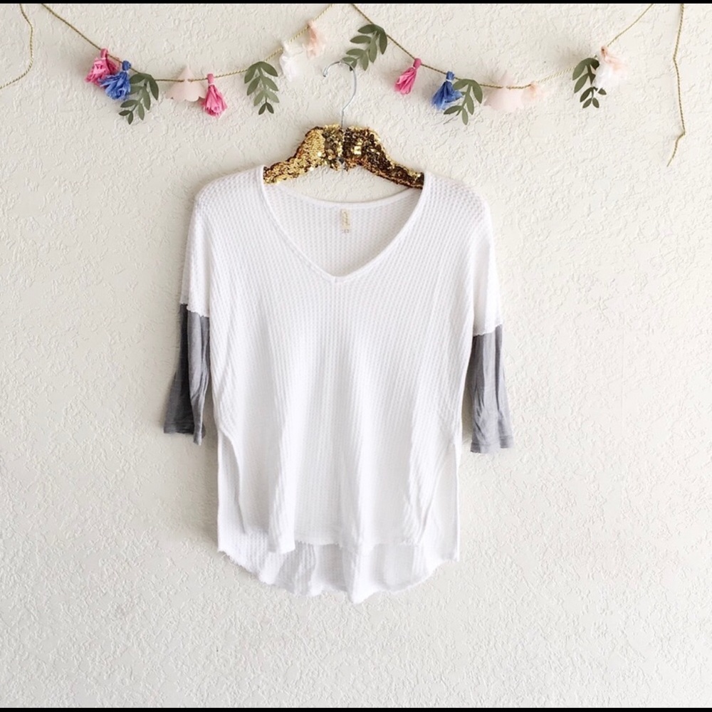 Free people baseball thermal tunic sweater XS